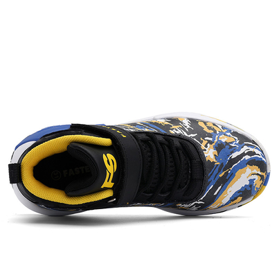 Chaussures de basket-ball pour enfants avec une semelle en caoutchouc antidérapant en noir violet jaune