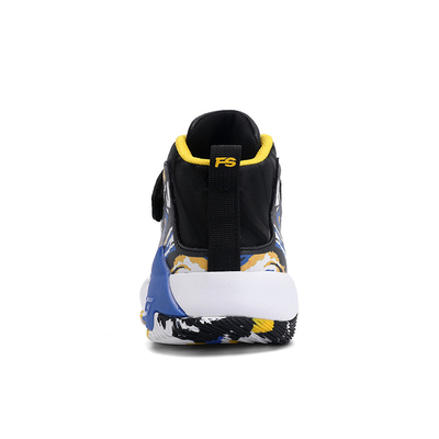 Chaussures de basket-ball pour enfants avec une semelle en caoutchouc antidérapant en noir violet jaune