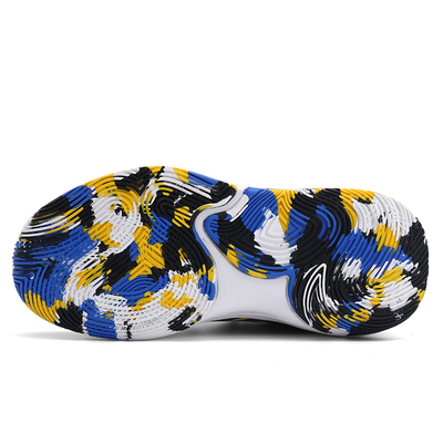 Chaussures de basket-ball pour enfants avec une semelle en caoutchouc antidérapant en noir violet jaune