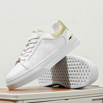 Chaussures blanches à hauteur croissante Sneakers en cuir masculin