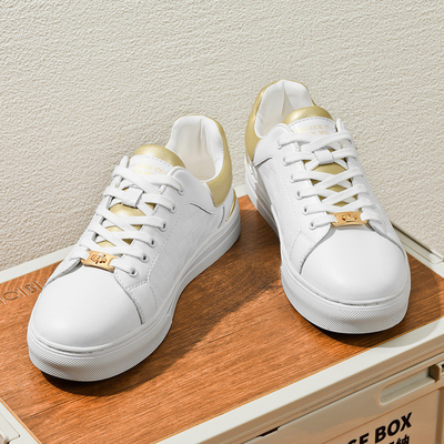 Chaussures blanches à hauteur croissante Sneakers en cuir masculin