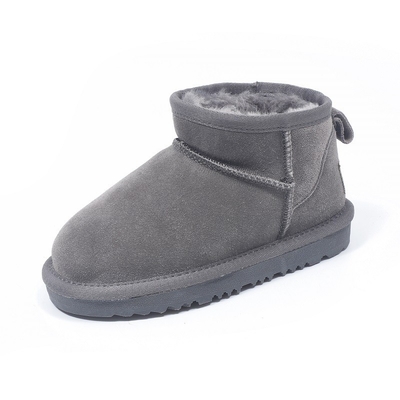 Bottes de neige en cuir de vache en hiver en plus de velours Bottes courtes en cuir authentique étanches à l'eau et antidérapantes chaussures de coton chaudes pour enfants