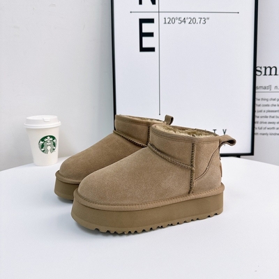 Bottes de neige en cuir de vache en hiver en plus de velours Bottes courtes en cuir authentique étanches à l'eau et antidérapantes chaussures de coton chaudes pour enfants