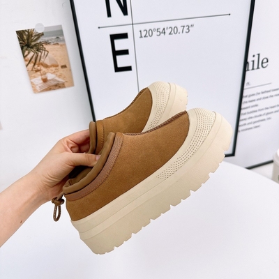 En hiver cuir de vache plus velours épaississement de l'extérieur porter du pain chaussures un pied bottes de neige pour les femmes