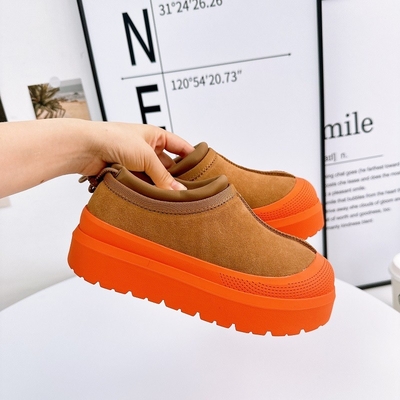 En hiver cuir de vache plus velours épaississement de l'extérieur porter du pain chaussures un pied bottes de neige pour les femmes