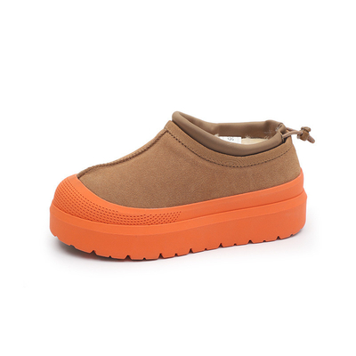 En hiver cuir de vache plus velours épaississement de l'extérieur porter du pain chaussures un pied bottes de neige pour les femmes