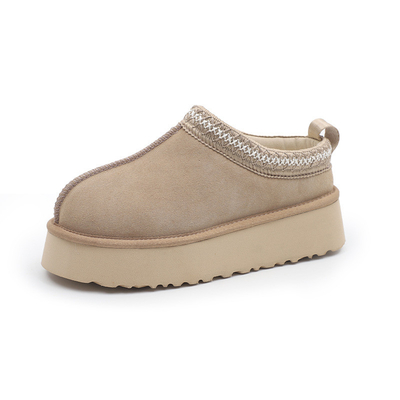 Bottes de neige à semelle épaisse pour femmes, style ethnique, chaussures d'hiver en fourrure neuve