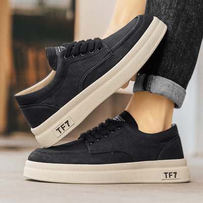 Personnaliser le nouveau style Microfibre en cuir Souliers à semelle épaisse Sneakers à la mode occasionnels bas-hauteur Lace-up chaussures de sport