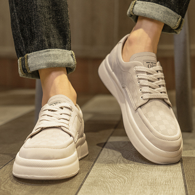 Personnaliser le nouveau style Microfibre en cuir Souliers à semelle épaisse Sneakers à la mode occasionnels bas-hauteur Lace-up chaussures de sport