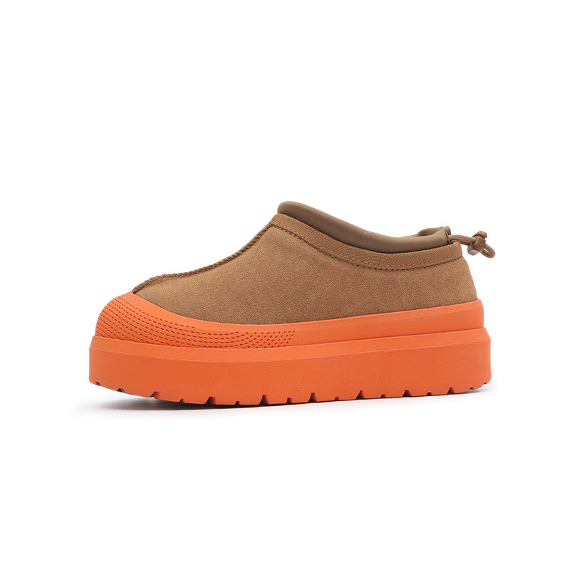 En hiver cuir de vache plus velours épaississement de l'extérieur porter du pain chaussures un pied bottes de neige pour les femmes